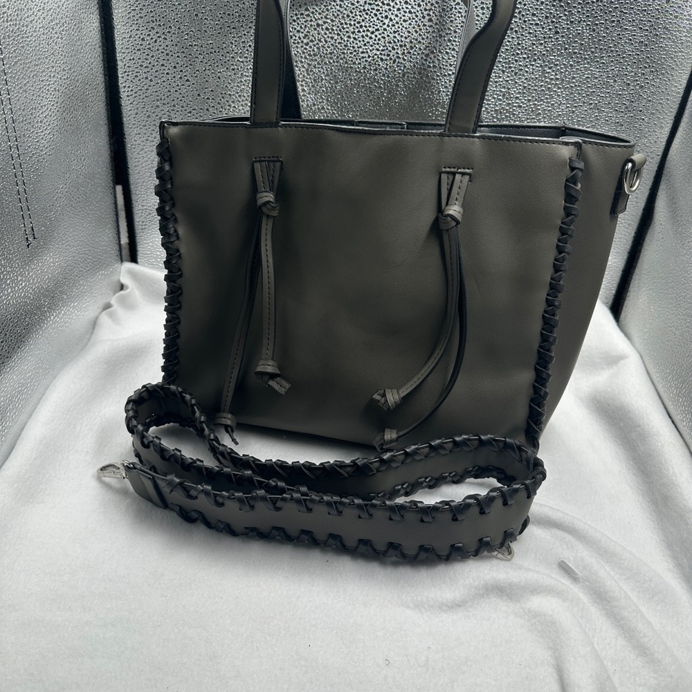 JustFab Charcoal Tote with Braided Detail